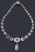 An attractive early Victorian rock crystal set riviere necklace
