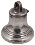 An George V novelty silver inkwell in the form of a ships bell