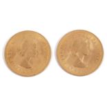 Two Elizabeth II full sovereigns