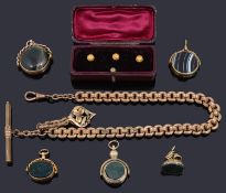 A collection of Victorian seal fobs and other items