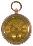 A late 19th century Swiss 14k ladies gold open face pocket watch