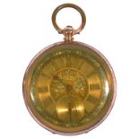 A late 19th century Swiss 14k ladies gold open face pocket watch