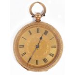 A late 19th century Swiss 18K open faced pocket watch