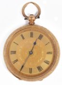 A late 19th century Swiss 18K open faced pocket watch