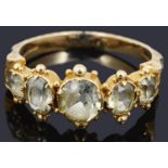 An attractive early Victorian five stone citrine set ring