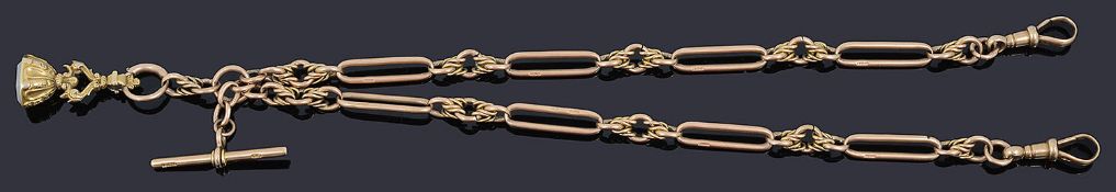 An attractive heavy Victorian 15ct gold fancy link watch Albert chain