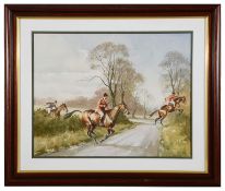 Graham Isom (Brit. b.1945) 'Fox Hunting scene', watercolour