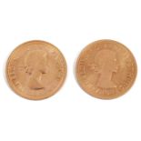 Two Elizabeth II full sovereigns