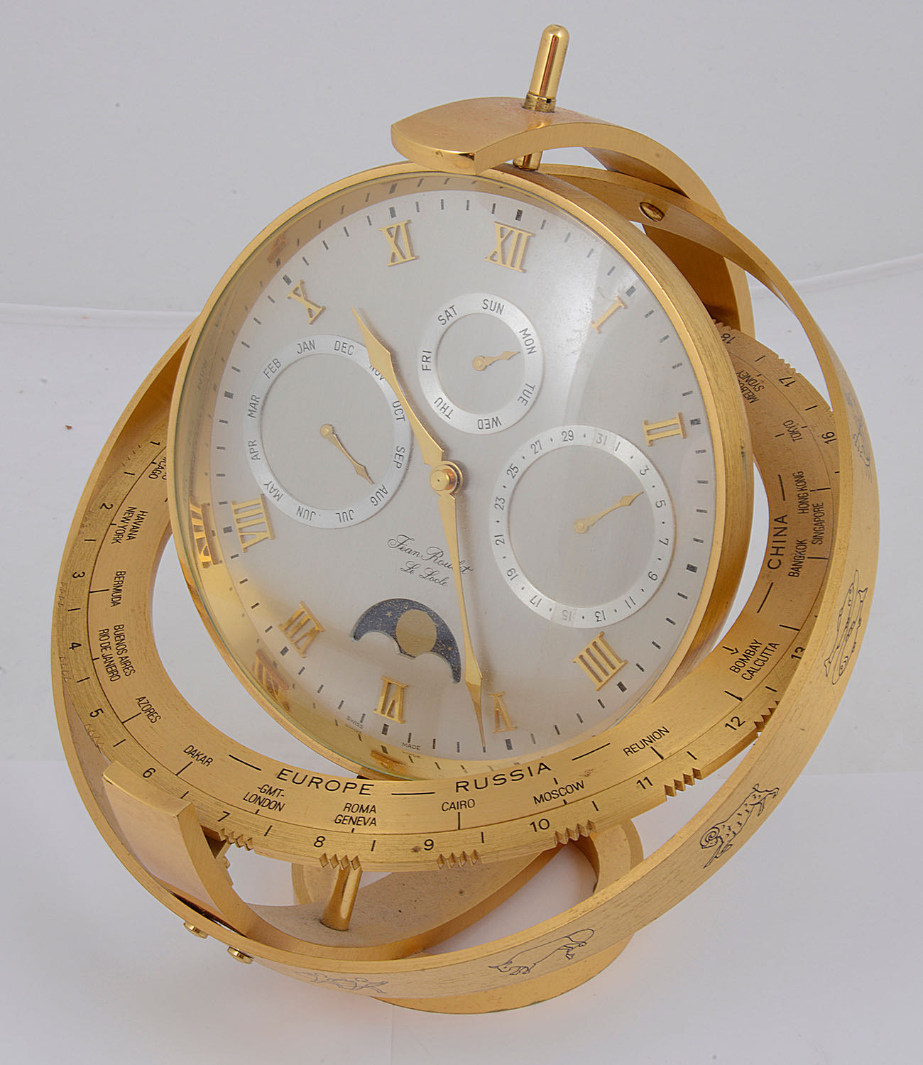 A modern Jean Roulet Le Locle world time zone desk clock - Image 3 of 3