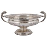 A George V silver twin handled pedestal bowl