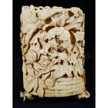 A Japanese Meiji period carved ivory tusk box