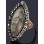 A late 18th Century Georgian sepia painted mourning ring