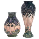 Two modern Moorcroft pottery 'Cluny' pattern vases designed Sally Tuffin