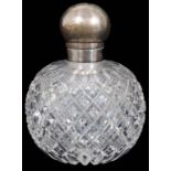 A large late Victorian silver mounted cut glass scent bottle
