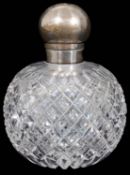 A large late Victorian silver mounted cut glass scent bottle