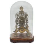 A Victorian brass skeleton clock