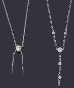 Two diamond set part necklaces