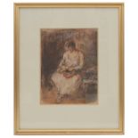 Sholto Johnstone Douglas (Scot., 1871-1958) 'Woman in a kitchen', pastel