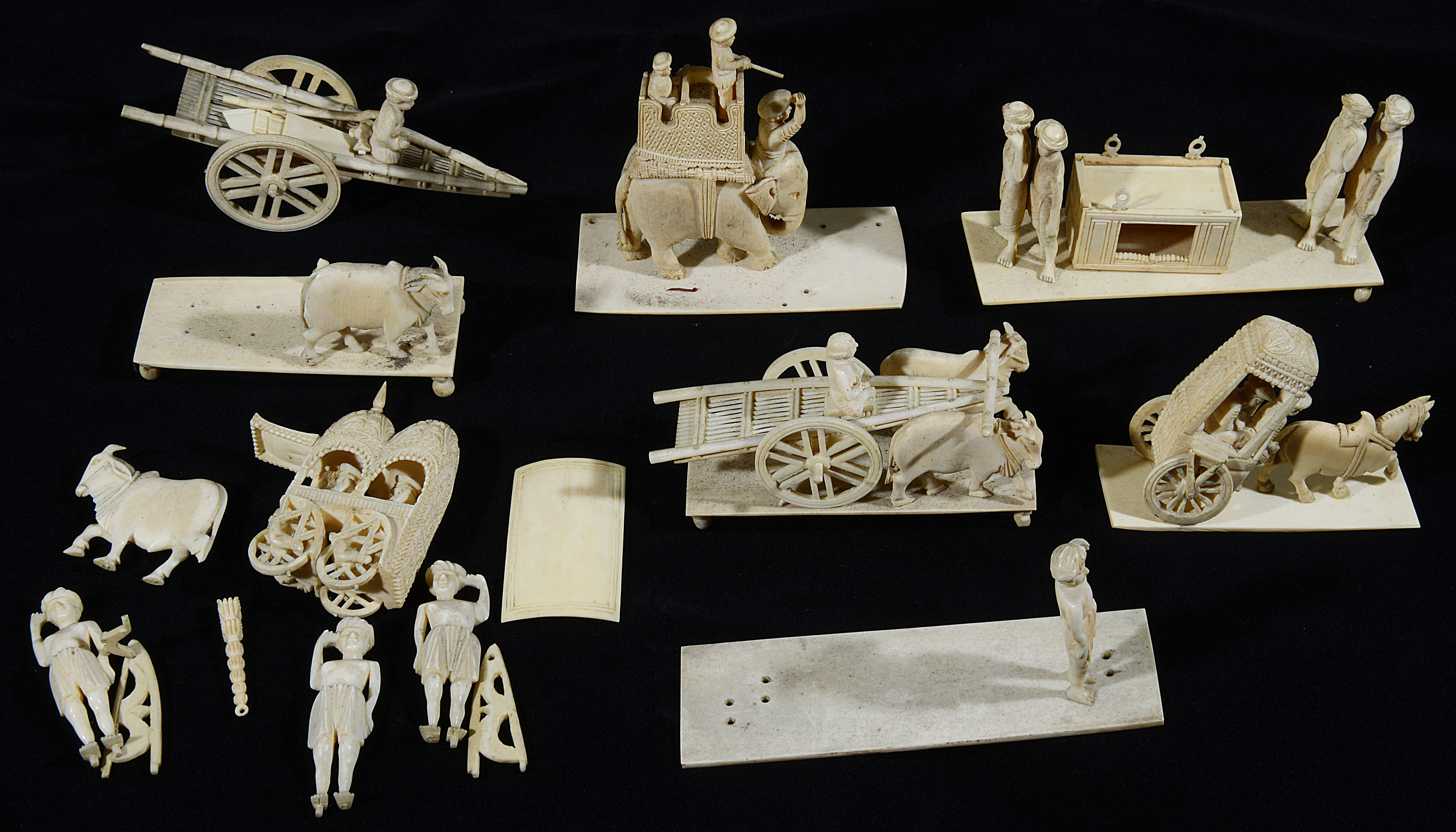 A collection of 19th century Indian carved ivory groups - Image 2 of 2