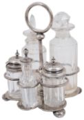 A Victorian silver five bottle cruet frame