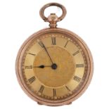 A ladies 14k gold Swiss open faced pocket watch