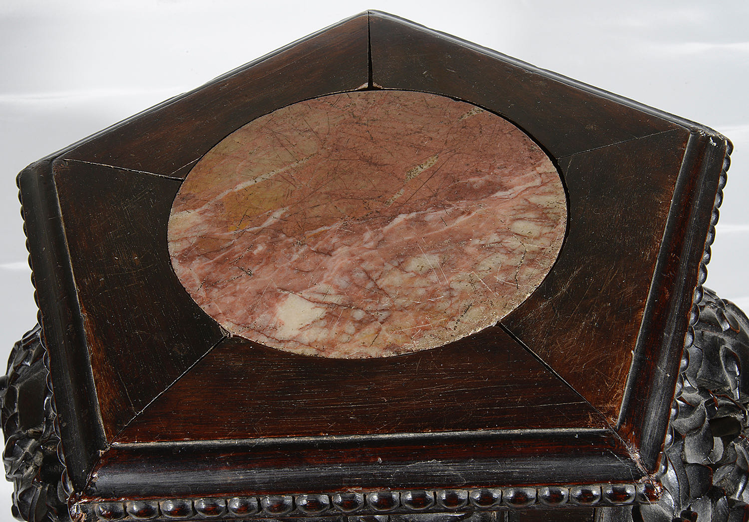 A late 19th c Chinese carved hardwood low stand or occasional table - Image 3 of 3