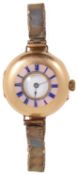 A small 18k gold ladies half hunter wristwatch