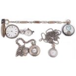 A selection of various silver pocket watches