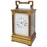 A large late 19th c French four panel ormolu carriage clock retailed by Elkington