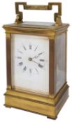 A large late 19th c French four panel ormolu carriage clock retailed by Elkington