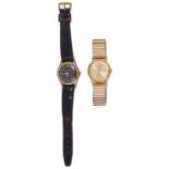 Two 1960s Gentleman's Bucherer gold plated automatic Incabloc wristwatches