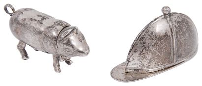 Two novelty silver vesta cases