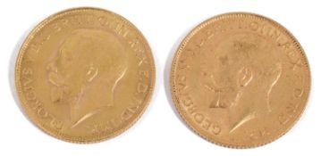 Two George V full sovereigns