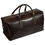 A Tanner Krolle stitched dark brown leather overnight bag