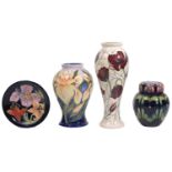 Four pieces of modern Moorcroft pottery