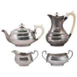 A George V silver four piece silver tea service