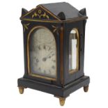 A Regency rosewood and brass mantel architectural timepiece