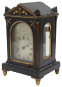 A Regency rosewood and brass mantel architectural timepiece