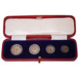 A George V cased four coin set of Maundy Money