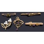 A collection of Victorian and later brooches