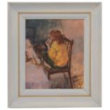 Susan Bower (Brit., b.1953-) 'After Breakfast', oil on board, framed
