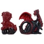 Royal Doulton flambé dragon and Dog of Fo