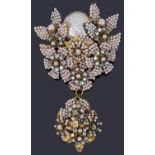 A very large vintage Stanley Hagler of New York pendant floral brooch
