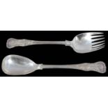 A matched pair of Irish William IV/Vict. silver Kings pattern salad servers