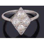 An Art Deco four stone diamond set ring