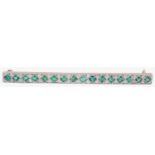 An attractive Edwardian Emerald and diamond set bar brooch