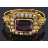 An attractive Georgian garnet and seed pearl ring