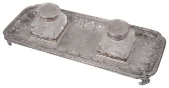 An Edwardian VII silver inkstand