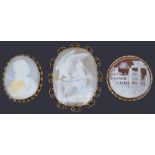 Three shell cameo brooches