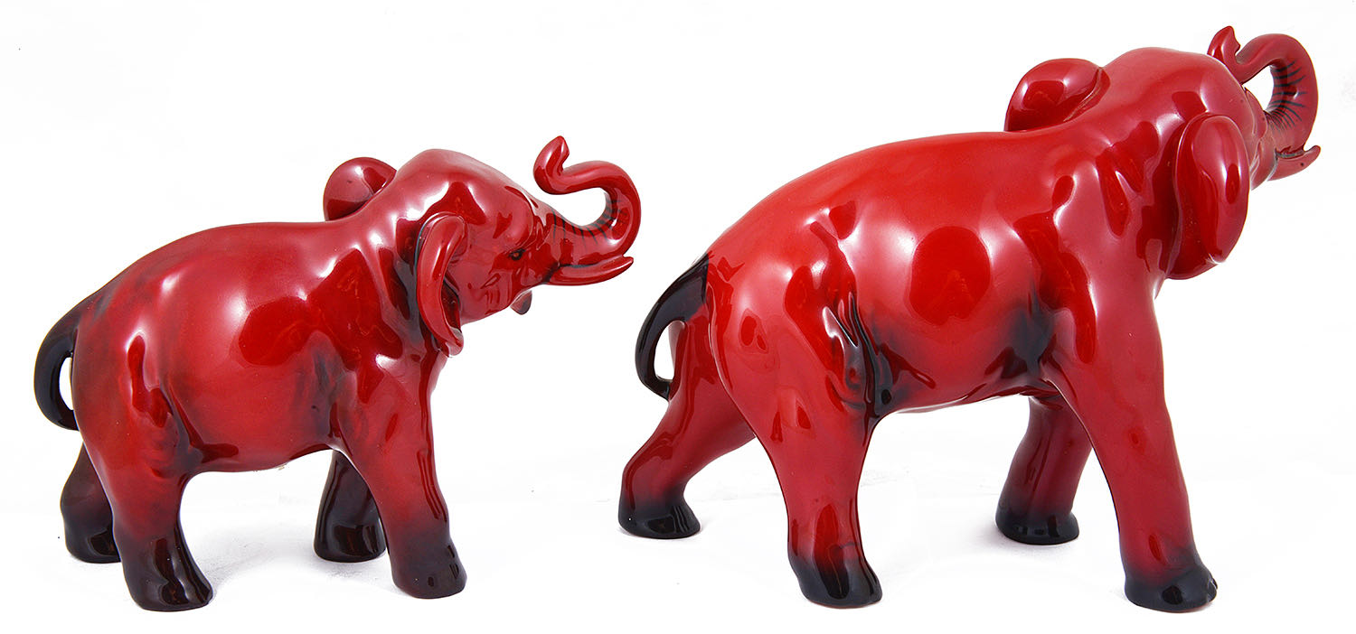 Two Royal Doulton red flambé elephants - Image 2 of 3
